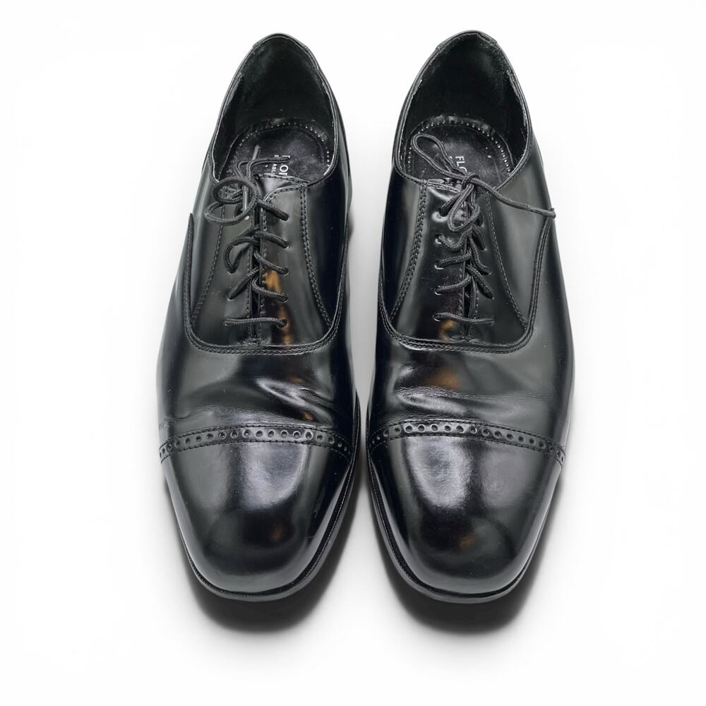 Florsheim Black Leather Cap Toe Oxford Shoes 11.5D Career Business Wedding Guest - Picture 2 of 5